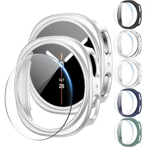 5+5Pack Case for Galaxy Watch 8 40mm Screen Protector with Anti-Fog Tempered Protective Film Glass Hard PC Bumper Cover