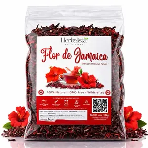 Flor de Jamaica 4oz (114g) – Mexican Hibiscus Petals | 100% Natural, Non-GMO, No Additives or Fillers | Premium Dried Jamaica Flowers for Tea, Agua Fresca, Cocktails & Recipes | Product of Mexico