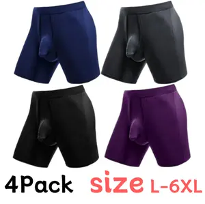 Men's Dual Pouch Anti-Chafe Boxer Briefs, 3PACK/4PACK Men's Athletic Boxer Briefs with extended length, bullet-style separation, anti-chafing legs, large size  L-XXXXXXL