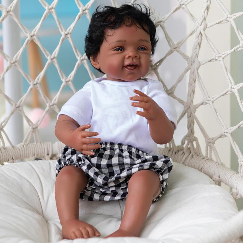 Reborn Baby Dolls Lovely 22 Inch 55 cm Reborn Baby Doll Soft Silicone Toddler Dolls African American Baby Doll Toy Child Gift Christmas Toys for Age 3+ doll baby  doll