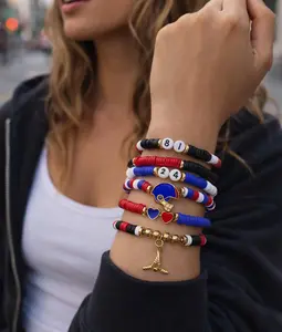 Heated Rivalry Bracelets 6pcs Stretch Stackable Sports Jewelry Gift Set Shane Hollander  Ilya Rozanov with Rainbow Friendship Bracelets Clay Heishi Beads Red White Blue Accessories for Women Men Heated Rivalry Merch Ideal Gift for Holidays & Birthdays