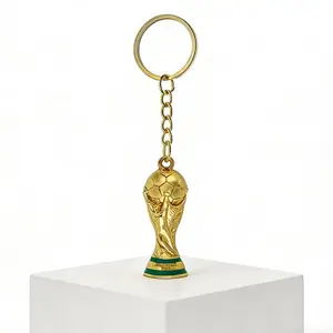1pc 2026 World Cup Trophy Keychain, 3D Mini Replica Key Ring, Football Fan Souvenir Gift, Car Key Accessory, Backpack Charm for Soccer Lovers . Gold Plated Football Trophy Charm, Soccer Fan Gift, Car Key