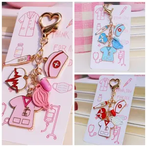 3pcs Nurse Appreciation Keychain, Adorable heart style with delicate medical charms, meaningful daily accessory, thoughtful thank-you gift for female nurses and healthcare workers, ideal present for Nurse Week celebrations