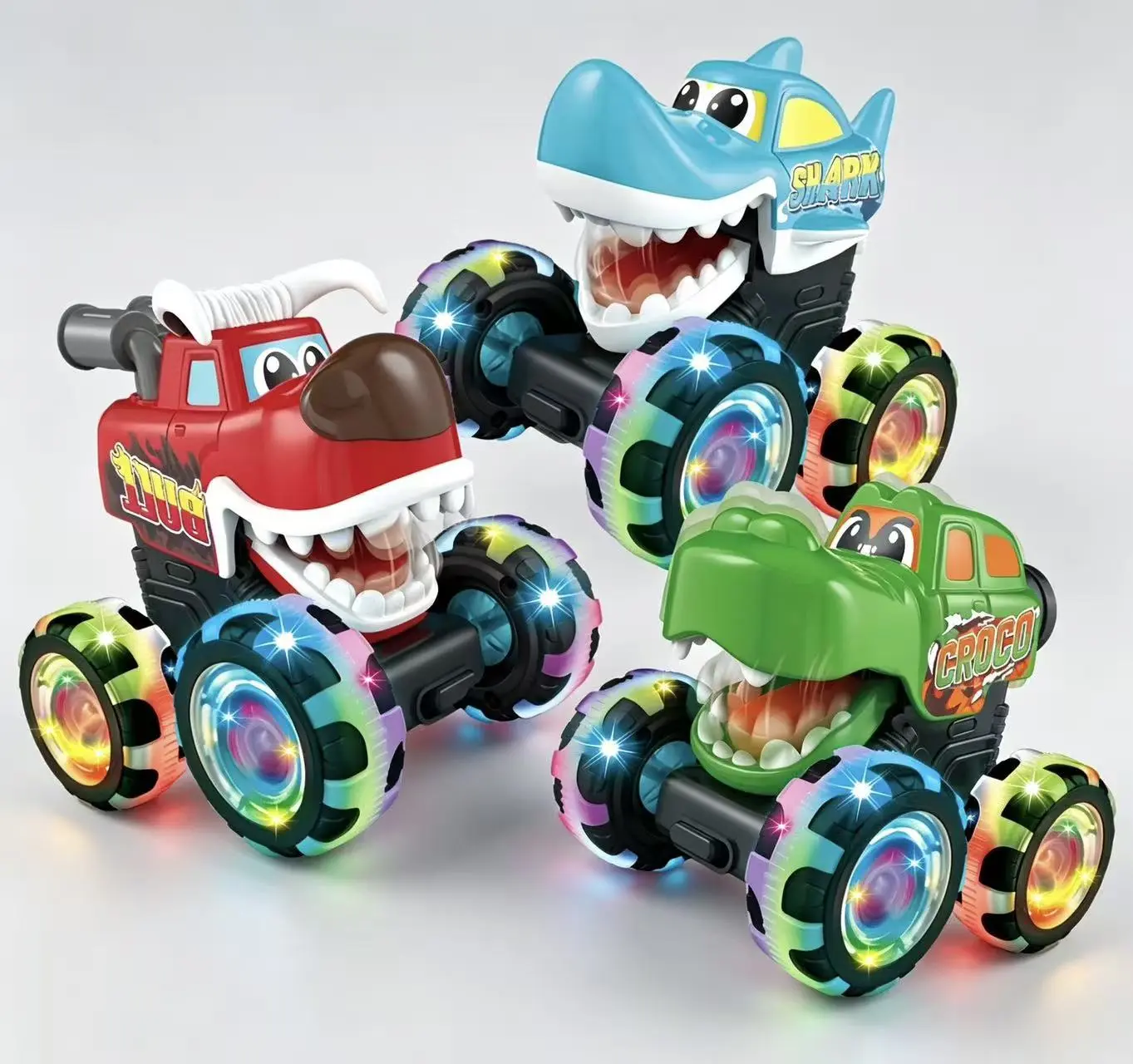 Vibrant Unisex Friction-Powered Animal Monster Truck Toy - Light-Up Wheels, Safe Materials, Durable Push & Go Miniature Model Friction Vehicles for Toddlers to Boost Motor Skills, Classic Hobby Play Toys
