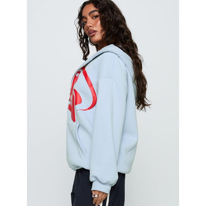 Starblazer Zip Up Graphic Hoodie Blue / Red