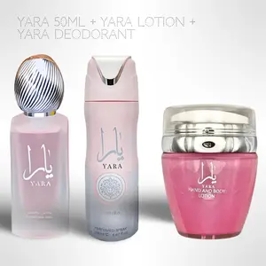 Lattafa Perfumes YARA Fresh Hair Spray - 50ML + Yara Moisturizing Hand & Body Lotion + Yara Deodorant Perfumed Body Spray 200ml Lasting Perfume - Value Bundle For Women - Fragrance Gift Bundle niche  fragrances perfume spray