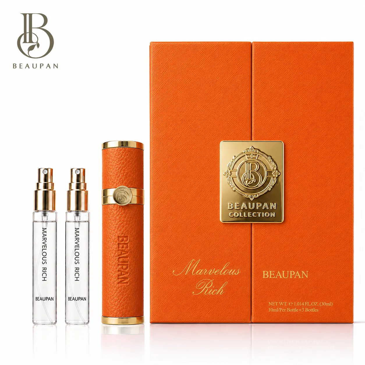 BEAUPAN 30ml Unisex Travel EDP Perfume, Earthy Woody Green Incense Wood Floral Amber Scent, Longlasting Aromatic Spray Bottle, EDP Liquid & Fragranced Formula, Portable with Orange Leather Case, Travel Gift, Earthy Woody Fragrance, Edp Liquid Perfumes, Ed