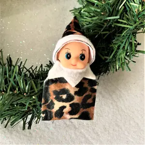 Leopard Baby Elf Miniature Elf Christmas Elf Tiny Decor Ornament with Unique Design and Multicolor Color