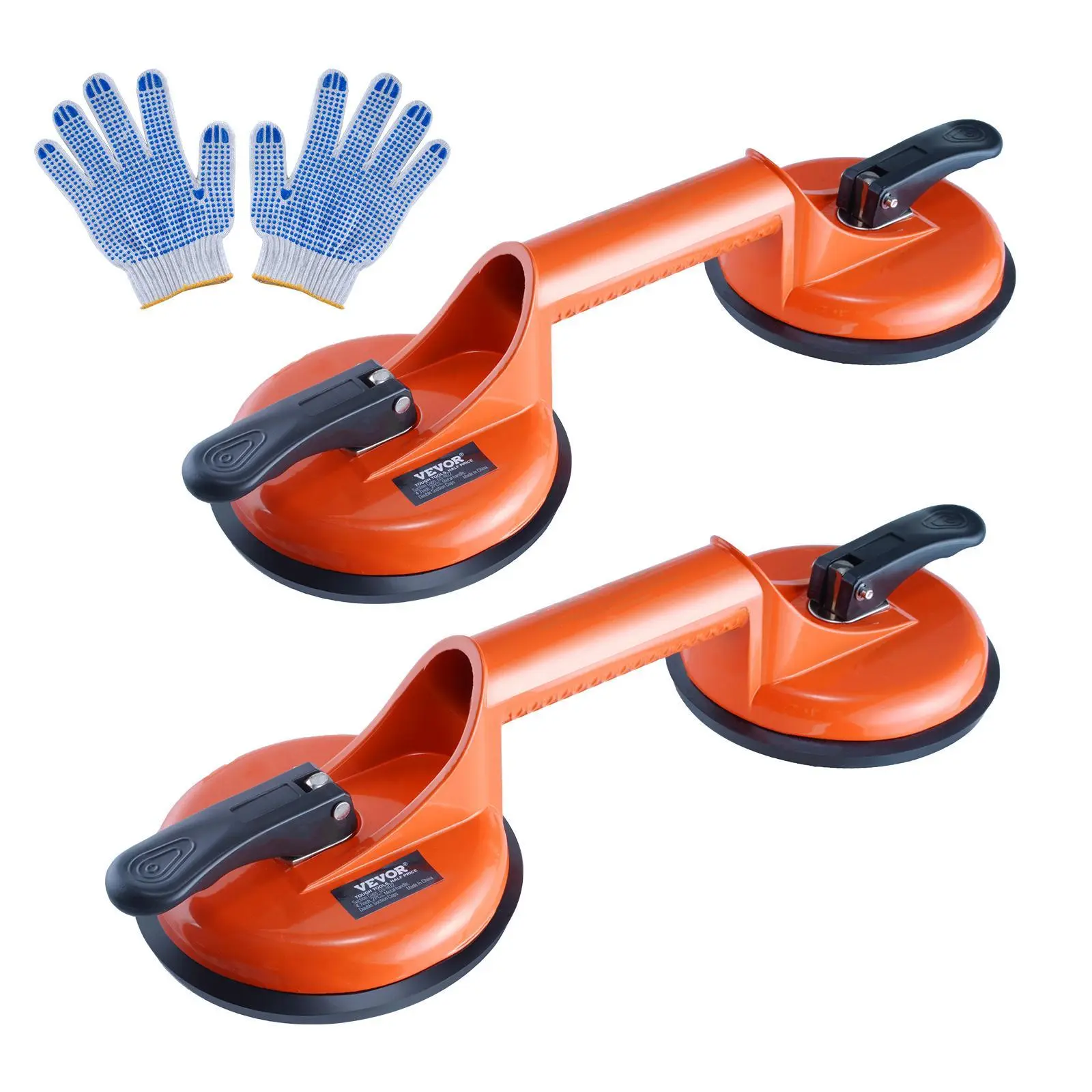 VEVOR Glass Suction Cup Lifter Tool (2 Pack), 4.7 in/119 mm, 330 lbs Load Cap., Aluminum Handle Vacuum Suction Cup for Tools and Gadgets, Glass/Metal Lifting#SohoChic