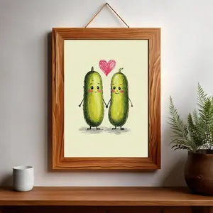 Pickles in Love, Pickle Print, Art for Apartment, Whimsical Printable Art Print 014, Pickle Art, Whimsical Art Print, Whimsical Unframed, Room Decor