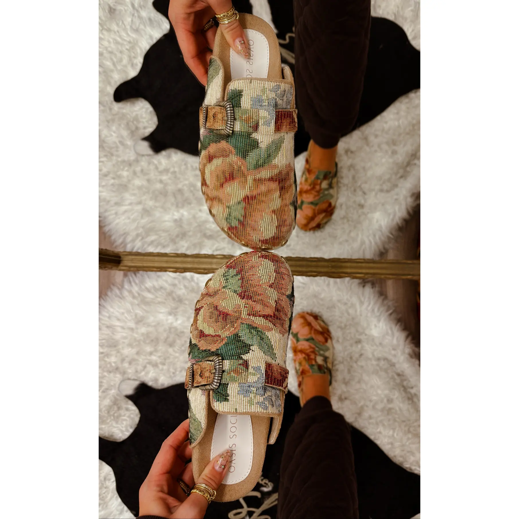 The Toni Floral Tapestry Studded Clogs The Toni Floral Tapestry Studded Clogs