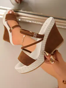 Women's Baroque Pattern Textile Sandals, Stylish Waterproof Rubber Sole Design, All-Season Comfortable Footwear for Women