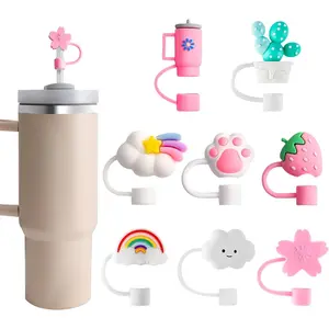 8 count Straw Cover, Straw Toppers for Stanley 30&40 Oz Tumbler, Cute Straw Caps in Various Shapes Silicone Straw Covers Cap for 0.4 Inch/10 mm Straw Tips (Mixed Style) Cup Drinkware