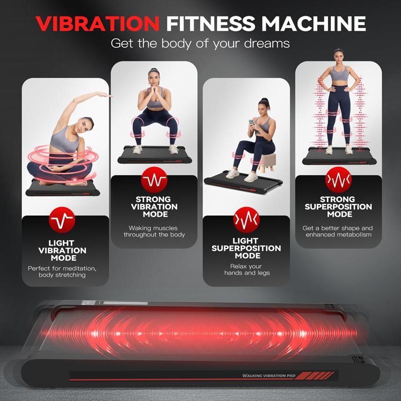 Walking Vibration Pad,Vibrating Plate, Remote Control & APP, Lightweight Under Desk Treadmills For Home & Office,Servo Motor Technology, 3 in 1 Portable Walking Pad Treadmill, 350 Lbs Capacity,4 Fat-Burning Modes, 3.8 Mph, 22 Lbs