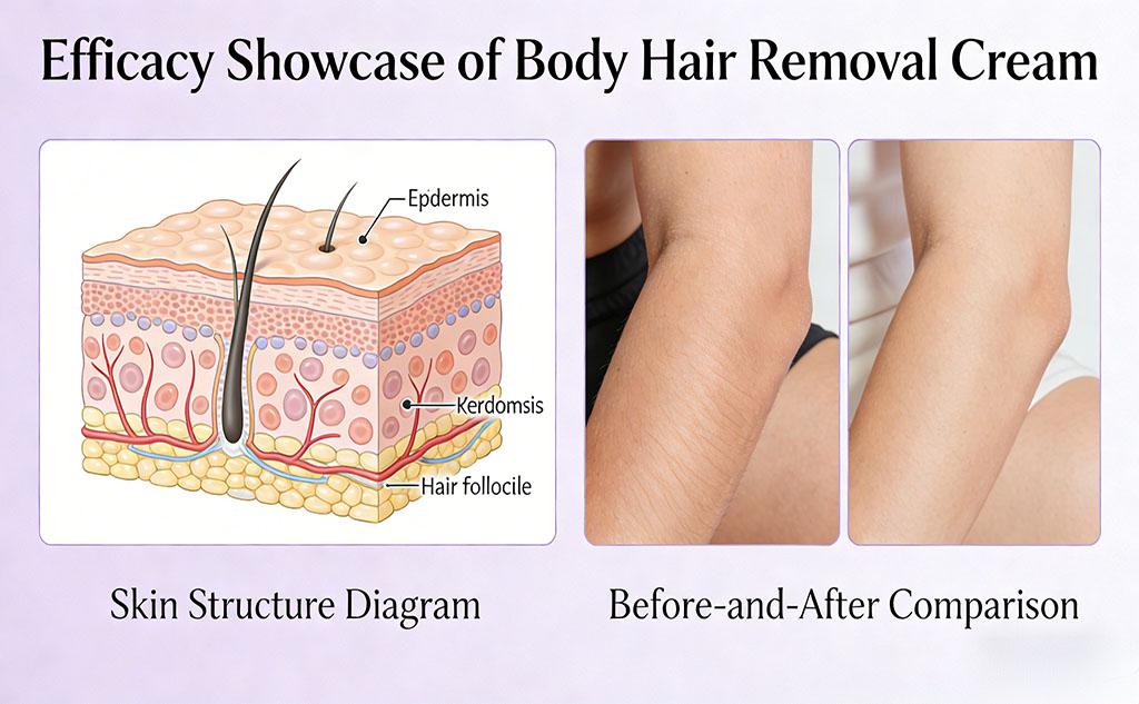 Body Hair Removal Cream, Smooth Depilatory Cream for Full Body, Gentle & Non-Irritating with Applicator