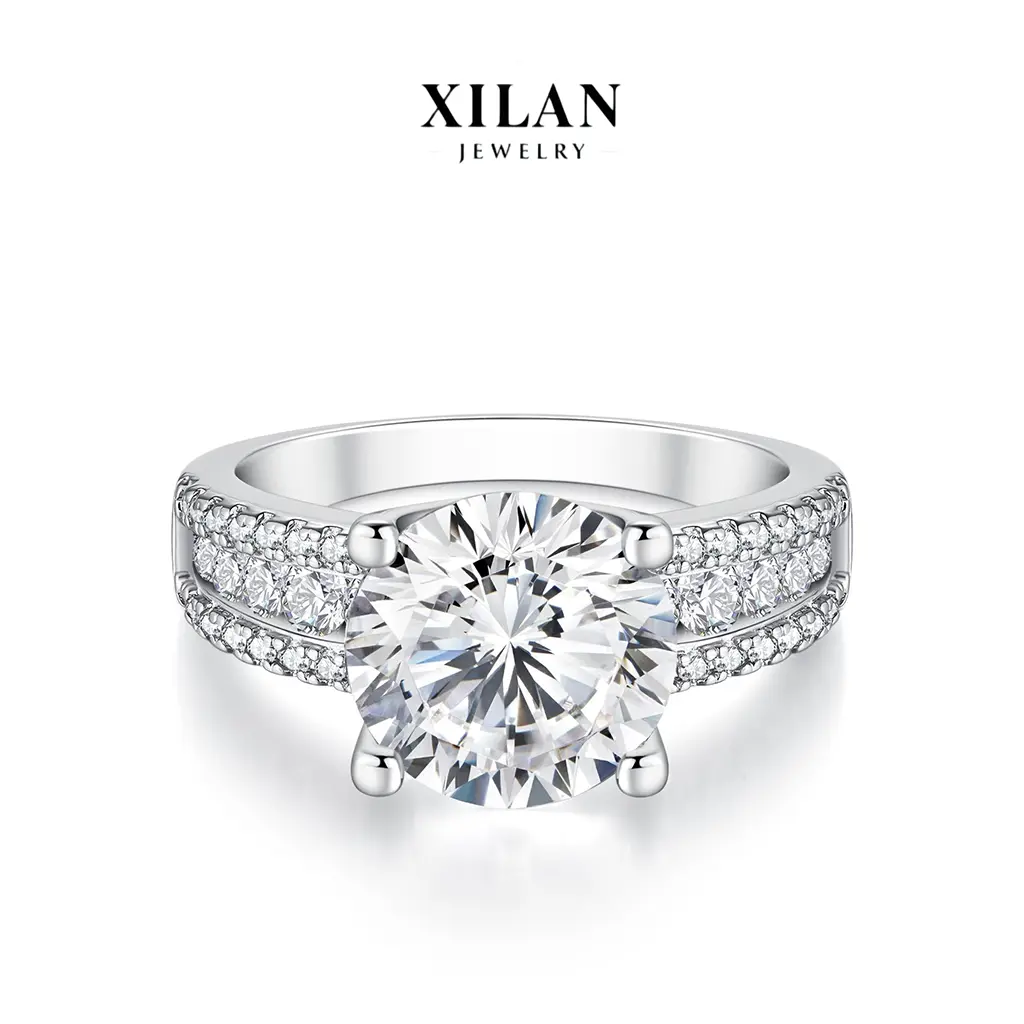 Moissanite Round Solitaire Engagement Ring Hypoallergenic Wedding Promise Ring Elegant Gallery Rail Design for Daily Wear Dating Proposal Jewelry gf Bridal Rings Bridal Ring Set