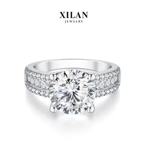 Moissanite Round Solitaire Engagement Ring Hypoallergenic Wedding Promise Ring Elegant Gallery Rail Design for Daily Wear Dating Proposal Jewelry gf Bridal Rings Bridal Ring Set