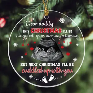 Personalized Christmas Gift For Dad To Be - I'll Be Cuddled Up Next Xmas Customized Ultrasound Photo Ornament - Gift For Expecting Father, Father To Be from The Bump