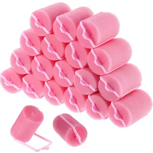 18 Pieces Sponge Hair Rollers Large Soft Foam Hair Styling Curlers Large Size Hairdressing Curlers for Women Pink