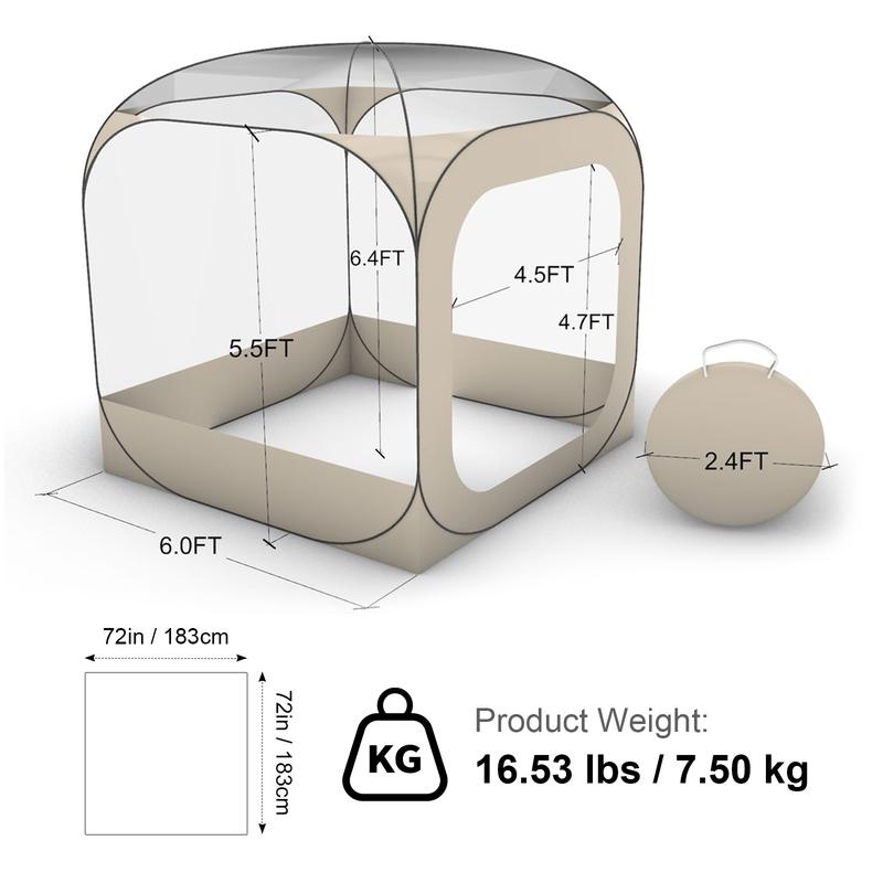 VEVOR Pop up Sports Tent,  72x72 in Clear Bubble Tent for 2-4 Persons, Waterproof Outdoor Pod with Floor Mat & Top Cover, Garden Igloo Dome Tents Camping Shelter for Events Fishing Cheering