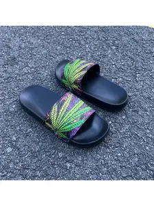 Women's Fashion Slide Sandals, Maple Leaf Print Comfortable Slippers, Non-Slip & Lightweight, Quick-Dry Material, Suitable for Indoor & Outdoor Use, Casual Sports Slides