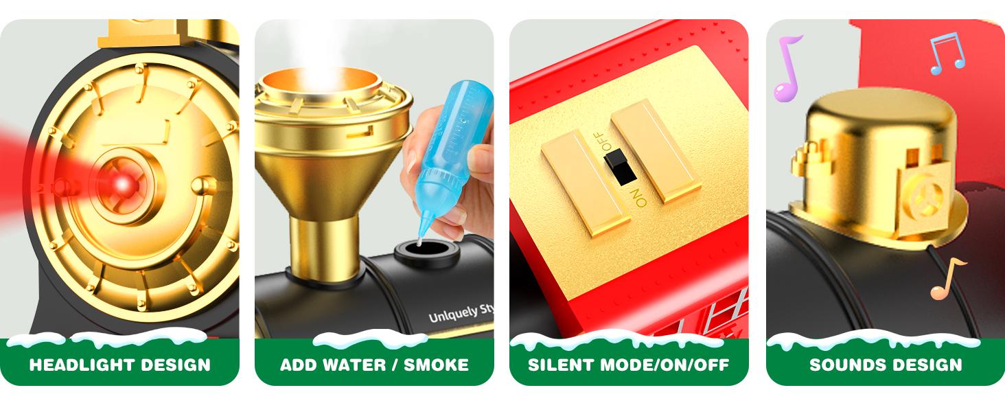 Hot bee Christmas Steam Locomotive Train Set - Electric Trains Cars & Tracks, Sounds & Lights,Christmas Toys for Kids, Incorporating Christmas Train and Model Train Layout Elements Hot bee Christmas Steam Locomotive Train Set - Electric Trains Cars & Tracks, Sounds & Lights,Christmas Toys for Kids, Incorporating Christmas Train and Model Train Layout Elements