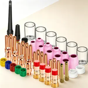 81-Piece TIG Welding Torch Kit Glass Cup Alumina Nozzle Stubby Gas Lens#12 for WP-17/18/26 Welding Torch Accessories High Temperature Resistant Ceramic Cup Gas Lens Kit for TIG Welding Reusable Nozzle Set
