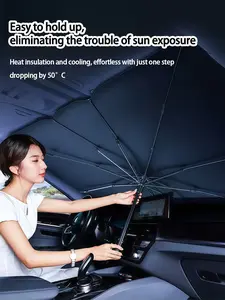 1 PC Car Windshield Sunshade Umbrella, Heat Insulation UV Protection, Easy Use Car Interior Accessory, Roll-Up Design, Storage Bag Included