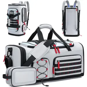 Gym Bag for Men & Women, 45L Travel Duffle  Duffel Bag Gym Weekender Overnight Backpack with Shoe Compartment (Grey)