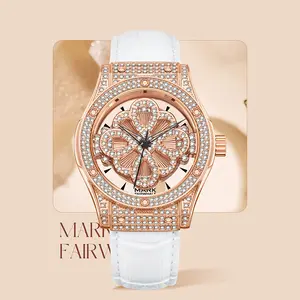 Luxury women's quartz watch, high-quality gold-plated ladies' watch, simple leather strap with diamond-shaped case, perfect for parties and as a gift, comes with a gift box.