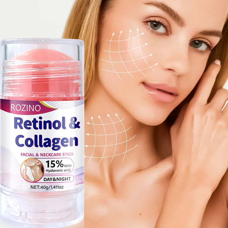 Rozino Retinol Collagen Face Neck Care Stick Skin Care 40g, 15% Retinol + Collagen + Hyaluronic Acid, Wrinkle Reduction, Tightening, Daily Day & Night Use, Smoother