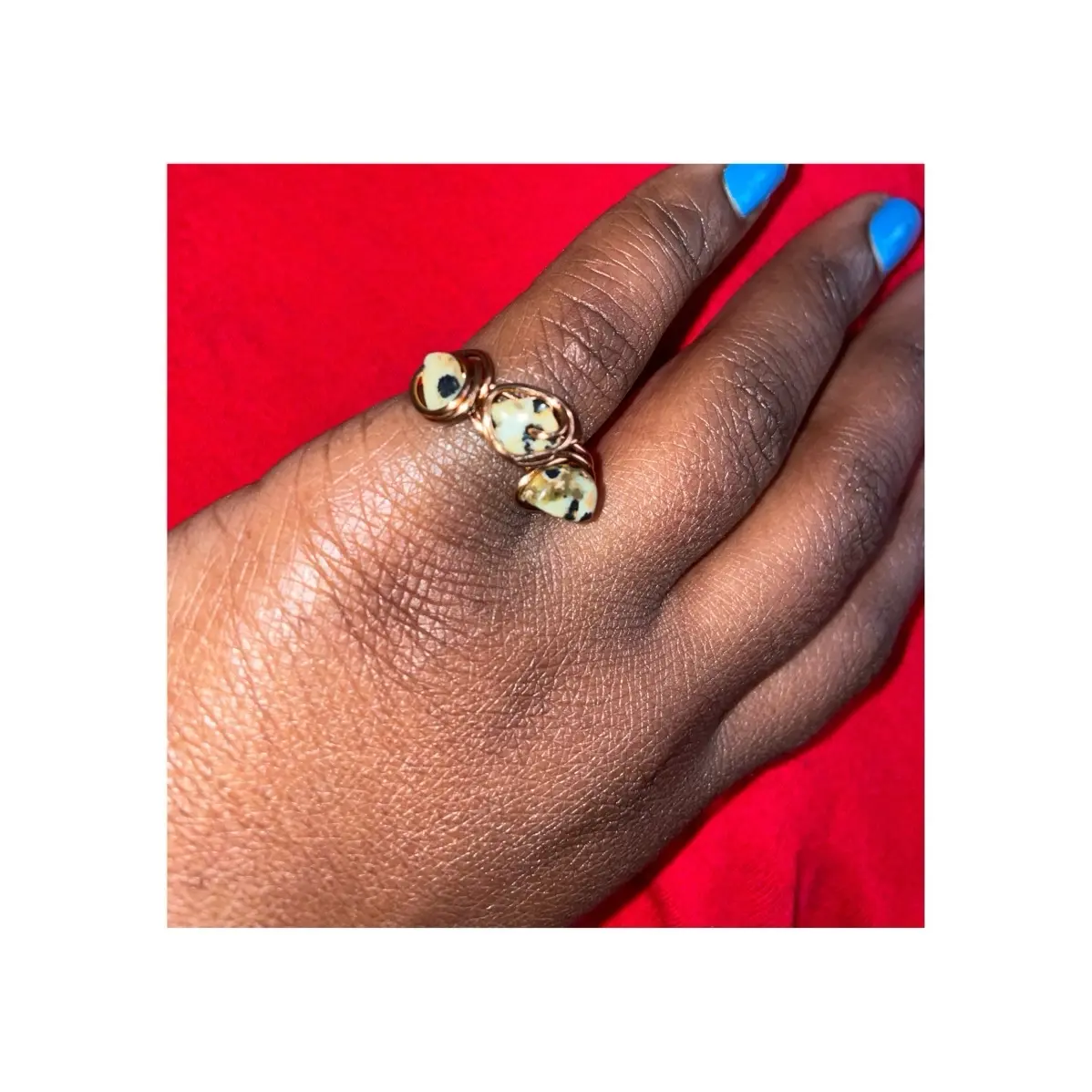 Tarnish Free Copper Wire/Dalmatian Jasper Ring
