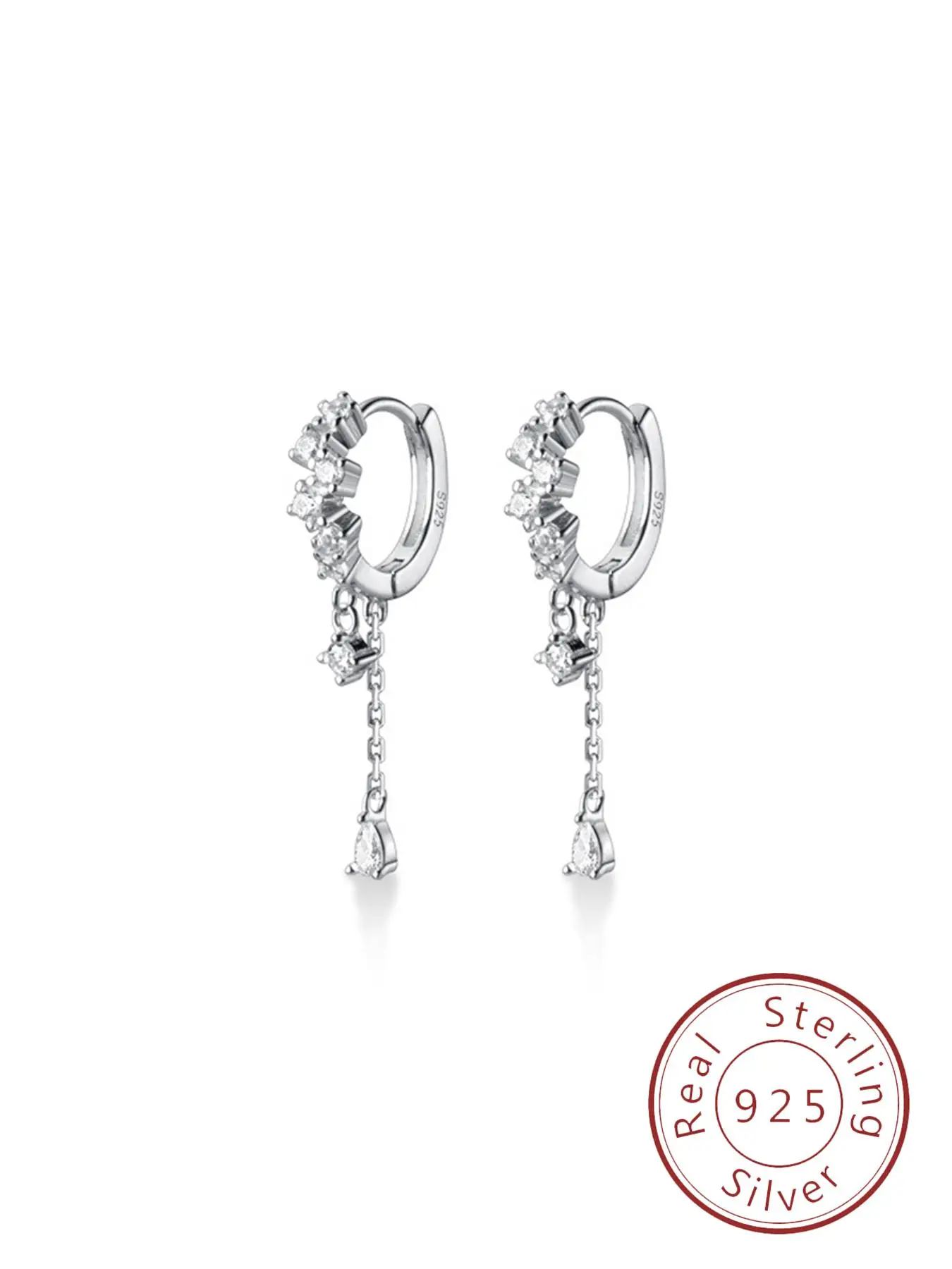 925 Sterling Silver Women's Elegant Rhinestones Decor Dangle Earrings, Exquisite Trendy Earrings, Fashionable Jewelry for Women for Daily & Party Deco