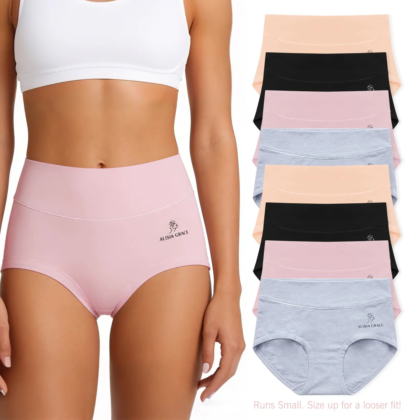 Women's Cotton Underwear, 4/8-Pack Mid-High Waist Basic Full Coverage Stretchy Hipster Panties, Soft Breathable Briefs Knicker for Everyday Fit Wear