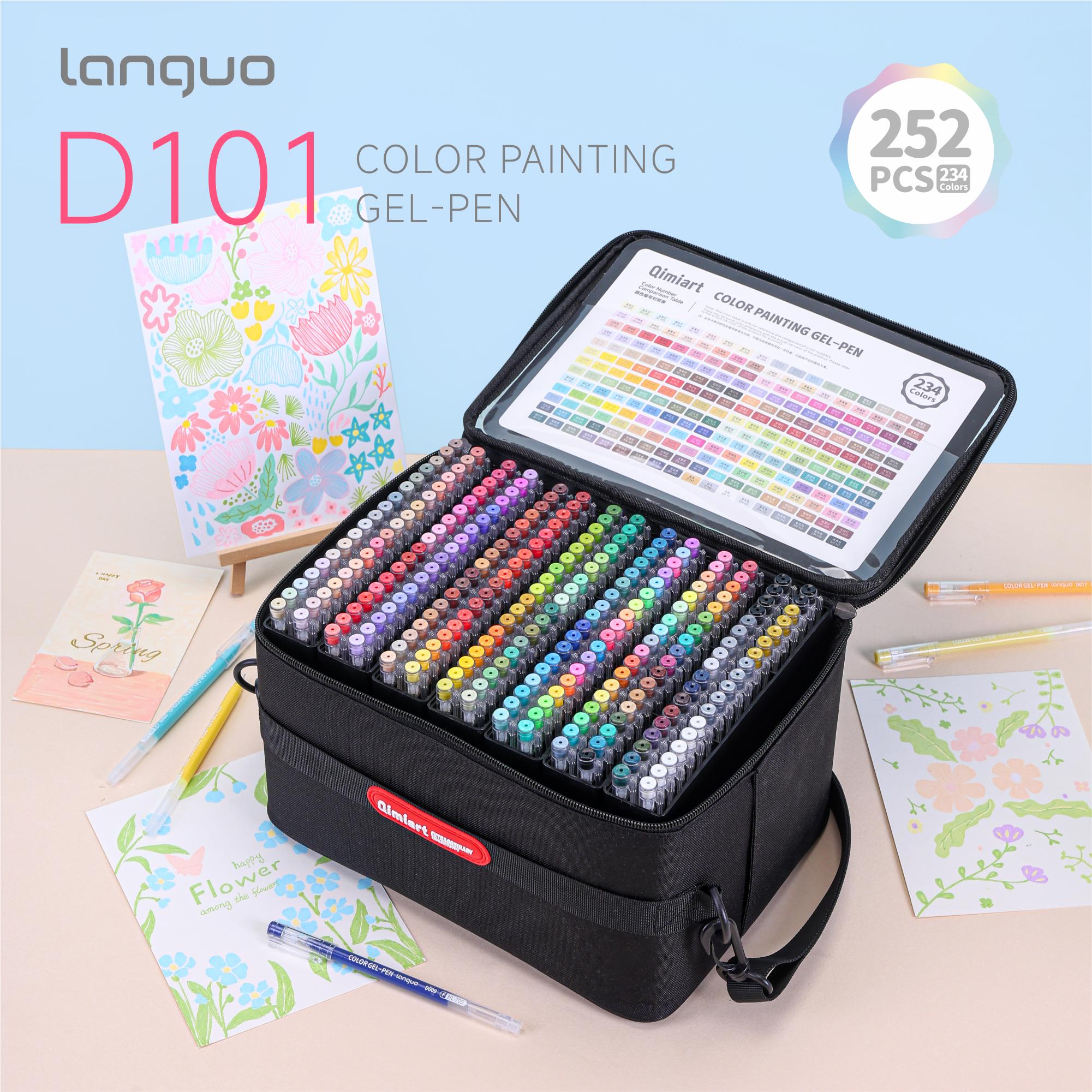 【BUY 1 GET FREE GIFT】languo 252 PCS Acrylic Gel Pens for Coloring art_set, 234-Colors Gel Colored Pens Set, Gel Pens for Adult Drawing Doodling Journaling, Art Supplies and DIY Crafts pen set artist painting office school student gift Retractable
