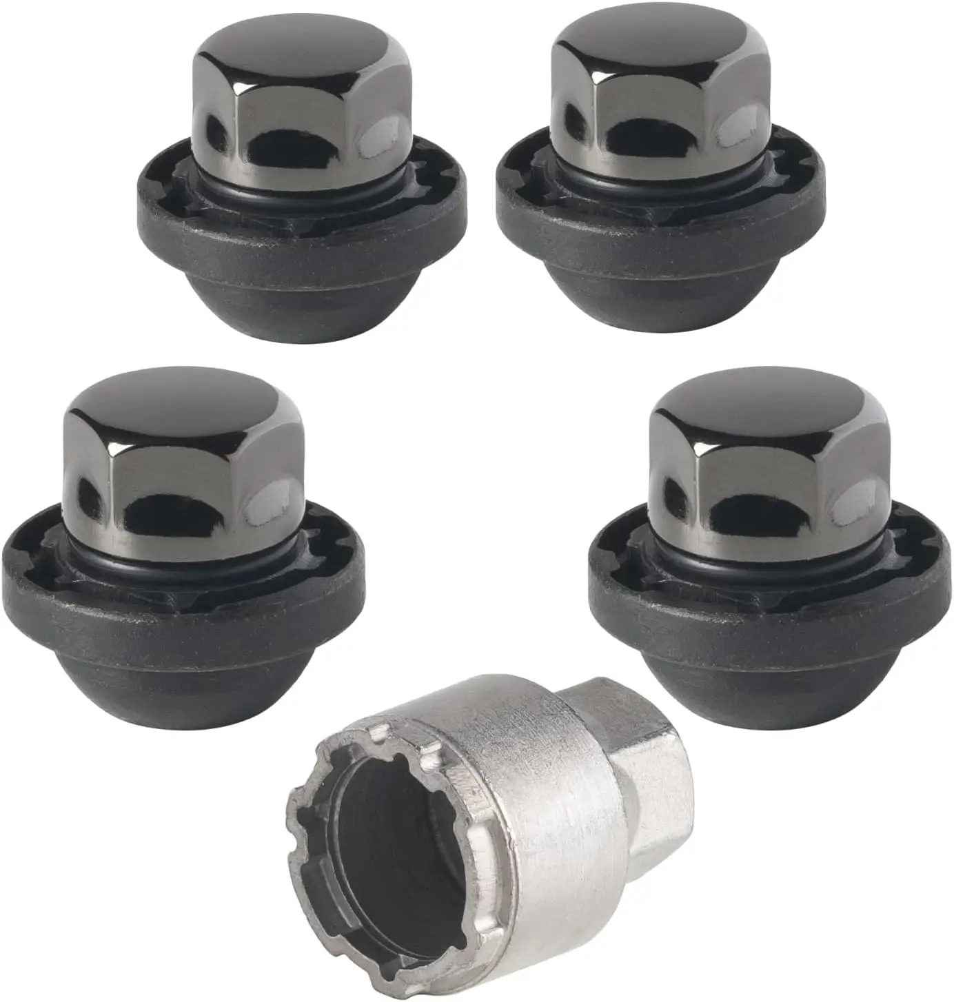 Honda Accord 2000-2026 Wheel-Locks Lug nut Kit M12 X 1.5 Thread Size - Set of 4 Lug Nuts + 1 Key - Farad GalaxyLock AC1C/MX Black