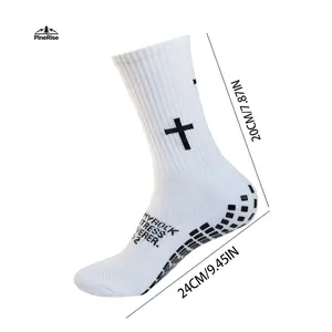 3 Pairs Cross Pattern Football Socks Professional Training Competition Thick Towel Bottom Mid Calf Non Slip Dot Grip Unisex Sports Socks