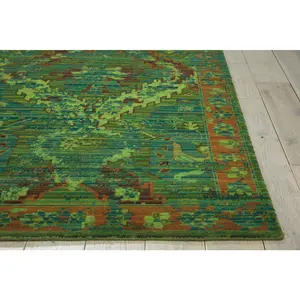 Nourison Timeless Sea Glass Traditional-Geometric Modern Area Rug with Dragon Accent, 7'9" x 9'9"
