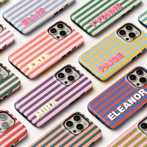 Custom MagSafe Phone Case, Personalized Initials Monogram Striped case for iPhone 17 16 15 14 13 12 Pro Max, Samsung S25 S24 S23 Ultra case