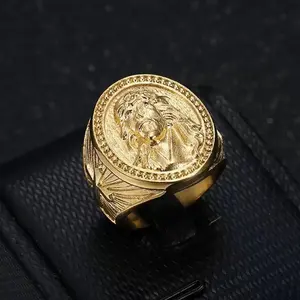 Ring Jesus Face in Real 14K Gold Plated No Tarnish, Luxury Gold Stackable Rings