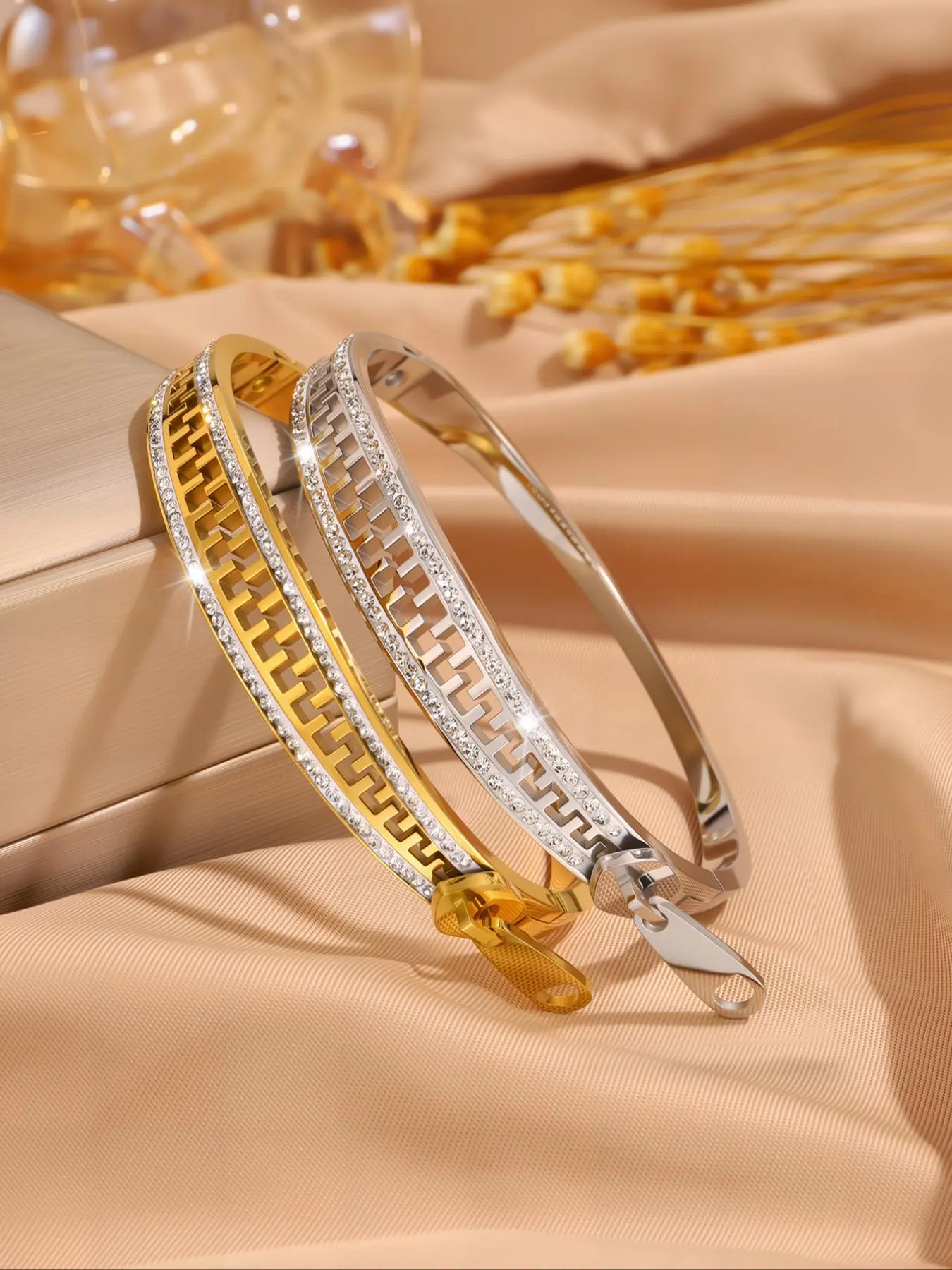 Elegant Casual Cuff Bracelet Set, Stainless Steel Layered Design Bracelet, Stackable Bracelets, Fashionable Jewelry for Women & Girls, Trendy All-match & Exquisite Jewelry for Birthday Gift