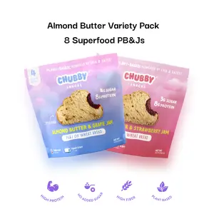 Chubby Snacks Almond Butter Pack - 8 Superfood PB&Js with 9g of Protein and 3g of Sugar