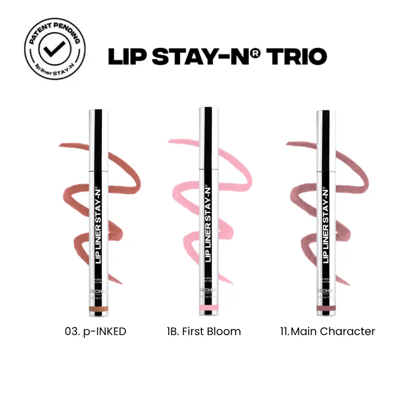 sacheu Lip STAY-N Trio - Peel-Off Lip Stain 3-Pack - All-Day Wear Transfer-Proof Lip Stain - Infused with Hyaluronic Acid & Vitamin E for All Skin Types - Vegan & Cruelty-Free