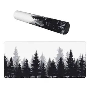 Mist Forest Mouse Pad for Gaming XL Large Mouse Mat Cute Cat MousePad Desk Mat Non-Slip Rubber Mice Pads Stitched Edges Thin 31.5 x 15.75 x 0.12 Inches