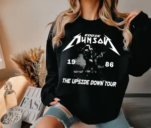 Vintage Eddie Upside Down Tour EST 1986 Retro Shirt, Eddie Rock Tour Retro Black Shirt, TV Series Vintage Unisex TShirt