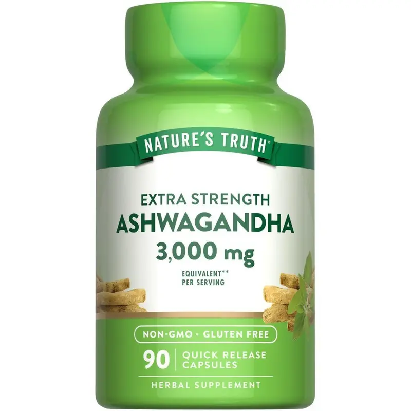 Nature's Truth Ashwagandha 3000 mg - 90 Count - Extra Strength Capsules - With Black Pepper - Non-GMO & Gluten Free Supplement