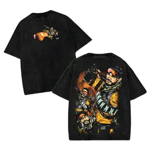 APEX MIRAGE SHIRT Apex Legends Shirt | Washed T-Shirt Cotton Menswear Top | Streetwear Game Prints for Man Vintage Graphic Round Neck Tee Viltrumite Thragg T-Shirt Fabric Collar ivan cornejo merch