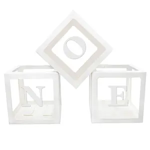 Transparent First Birthday BoxesBaby Shower Decorations with Balloon Box Backdrop for Parties