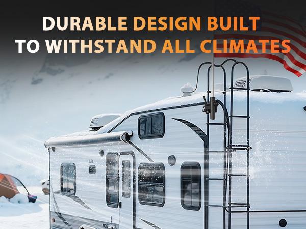 Adjustable RV Flag Pole Mount, Heavy-Duty RV Flag Holder for 1"–1.5" RV Ladders, Fits 1"–1.25" Flagpoles, Vertical & Horizontal Installation, Durable Camper Flag Mount