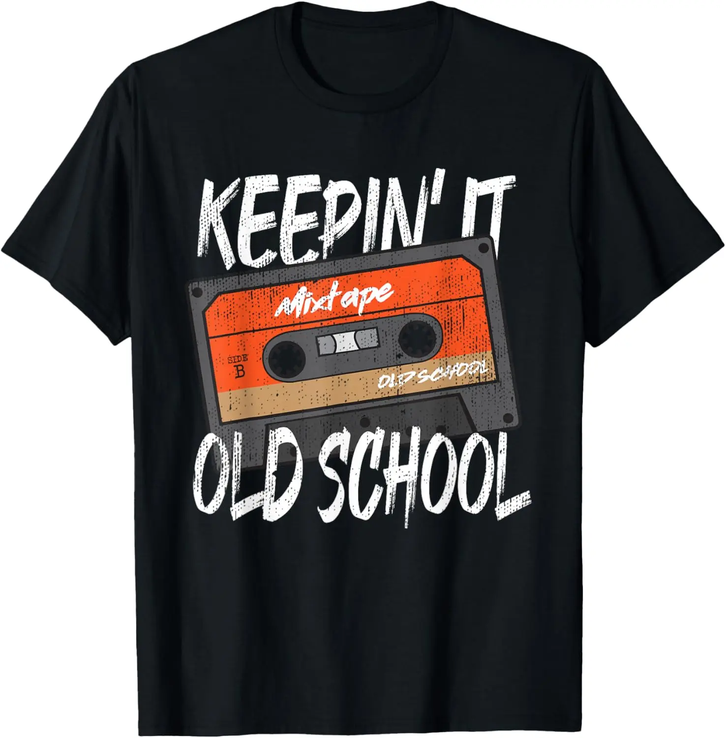 Men's Old School Hip Hop Mixtape Graphic T-Shirt, Vintage 80s 90s Cotton Streetwear Short Sleeve Top, Tshirt, Shortsleeve, Round Neck, Pullover, Menswear